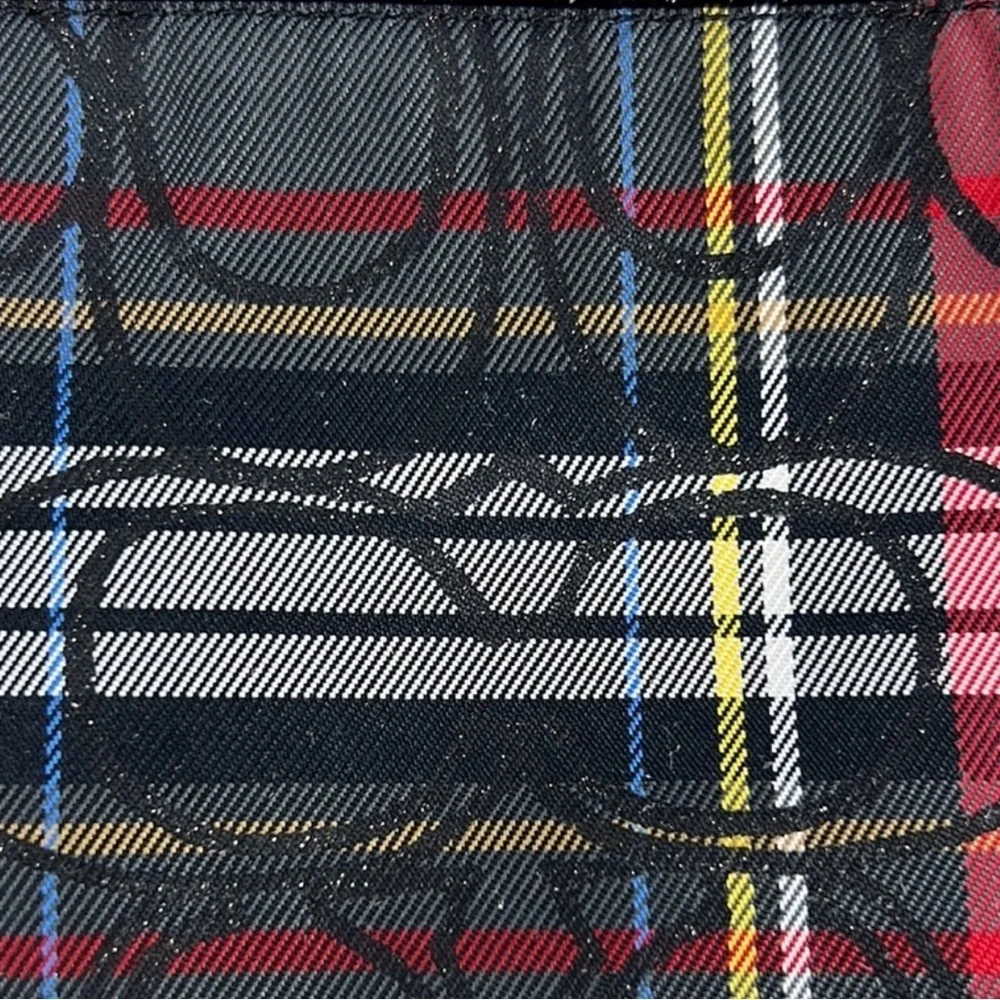 Coach Poppy Tartan Plaid Wristlet Black Red  Graffiti Patent Leather Y2K Vintage